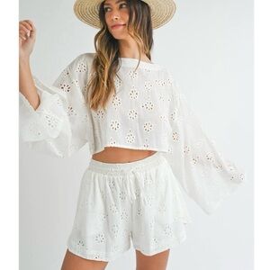 Mable Daydream White Eyelet Two-Piece Top & Shorts Set